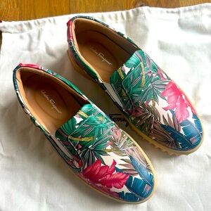 Salvatore Ferragamo Floral Slip-On Shoes by Salvatore Ferragamo